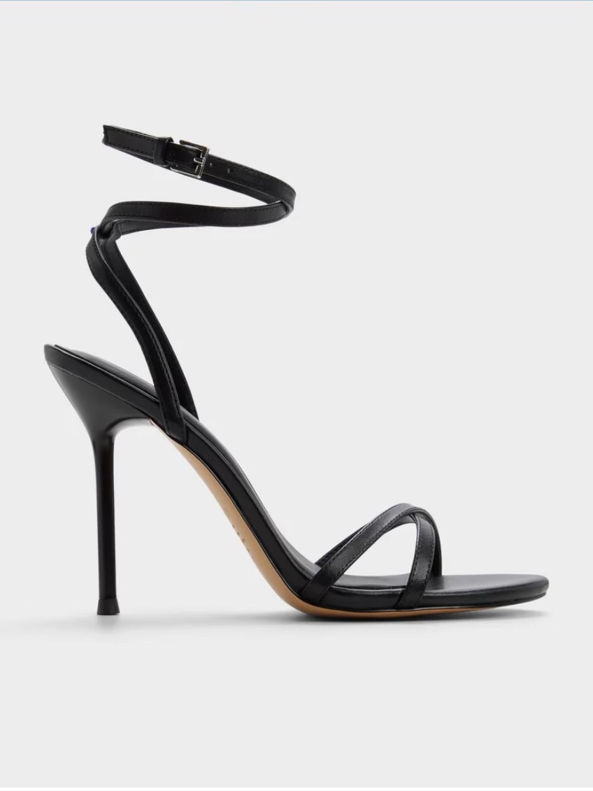 Aldo Manaelion Pillow Walk Black Strappy Stiletto Heels